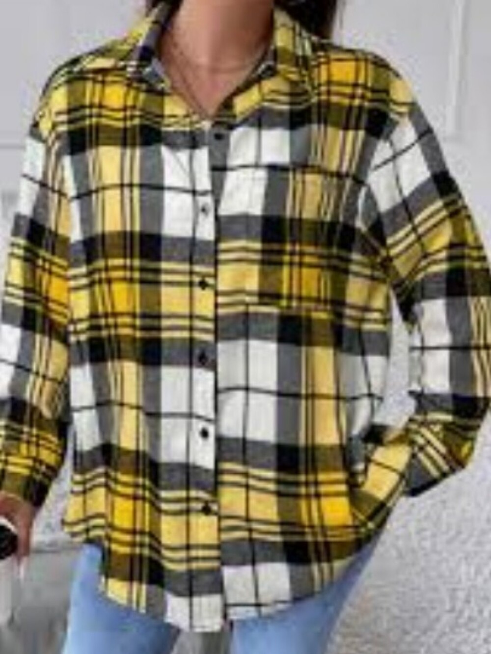 SHEIN Unisex Plaid Button-Up Shirt